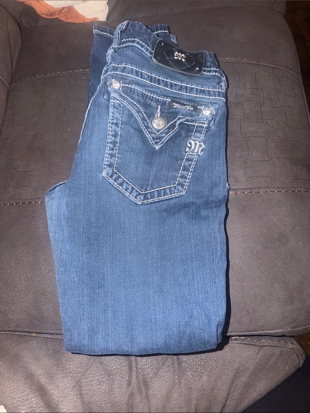 Miss Me Blue Skinny Jeans with Embroidered Back Pockets